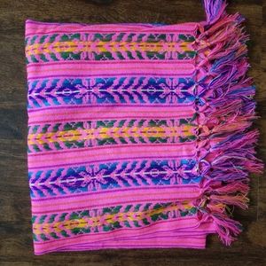 XL 9 ft Long Doula Mexican Rebozo Shawl (Doula Hot Pink w/Design)